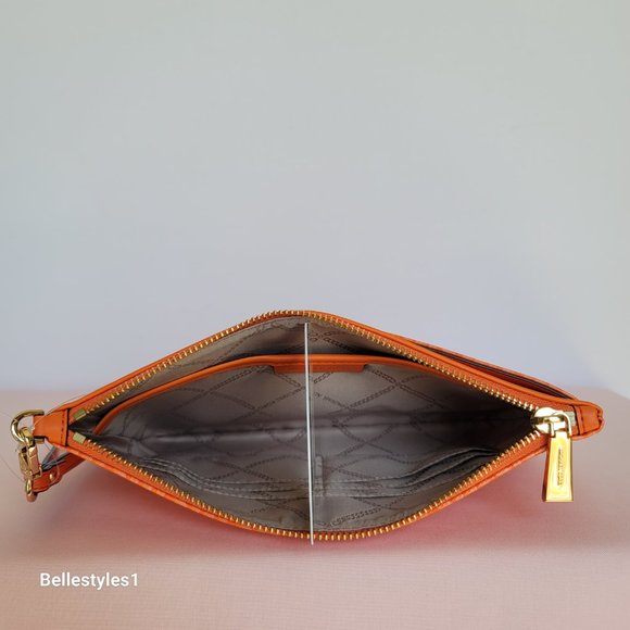 MICHAEL KORS Signature Logo Jet Set Large Top Zip Pouch/Wristlet- Apricot⭐ - Picture 14 of 16